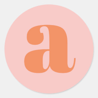 Modern Monogram Initial Letter Pastel Pink Orange Classic Round Sticker