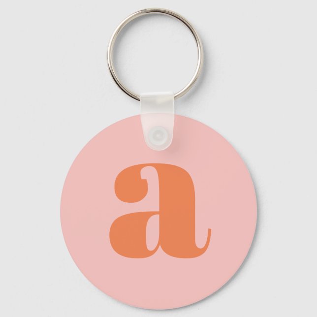 Modern Monogram Initial Letter Pastel Pink Orange  Key Ring (Front)