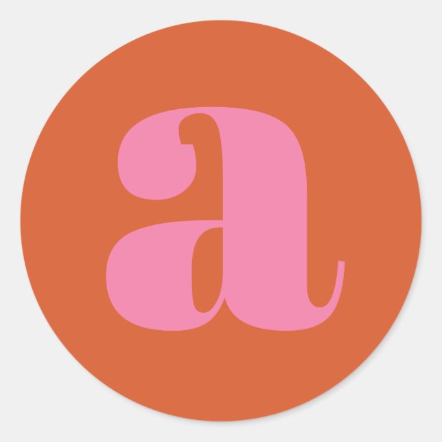 Modern Monogram Initial Letter Pink and Orange  Classic Round Sticker (Front)