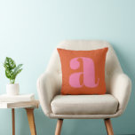 Modern Monogram Initial Letter Pink and Orange  Cushion<br><div class="desc">Cute modern monogrammed pillow in pink and orange.</div>