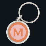 Modern Monogram Initial Letter Pink Orange Key Ring<br><div class="desc">Modern monogrammed keychain with monogram initial in classic block typography in pink and orange.</div>