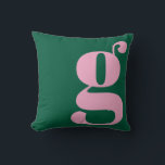 Modern Monogram Initial Letter Preppy Pink Green Cushion<br><div class="desc">This preppy monogram pillow features an oversized lowercase initial in pink against a deep green background. The bold, modern letterform adds personality and charm to teen rooms, dorms, and cozy spaces. Its clean, stylish look makes it easy to mix with colorful decor or classic prep accents. A fun, expressive design...</div>
