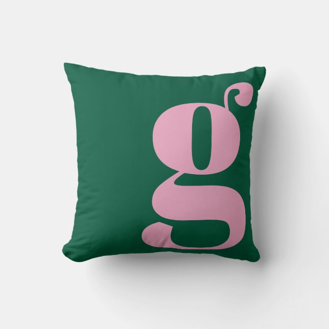 Modern Monogram Initial Letter Preppy Pink Green Cushion (Front)
