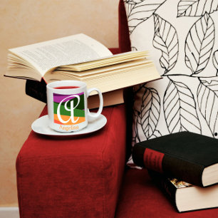 Modern Monogram Initial Letter purple Magic Mug