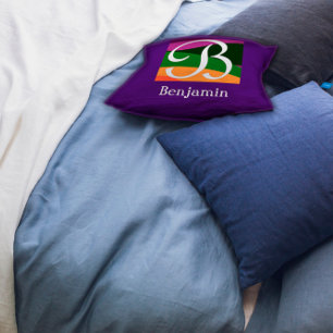 Modern Monogram Initial Letter purple Throw Pillow