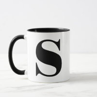 Modern Monogram Initial Letter s Black and White