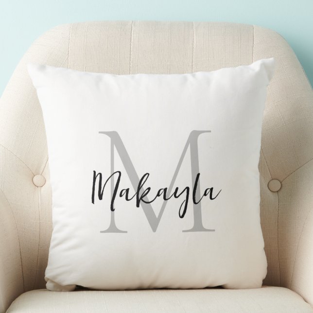 Modern Monogram Initial Letter Script Name  Cushion (Creator Uploaded)