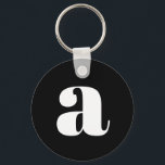 Modern Monogram Initial Letter Simple Black White Key Ring<br><div class="desc">Cute keychain with modern monogram in simple Black and White</div>