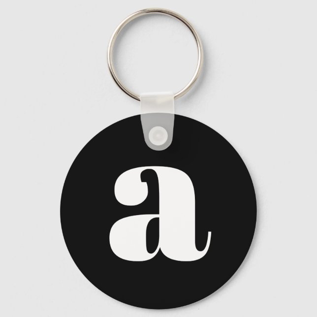 Modern Monogram Initial Letter Simple Black White Key Ring (Front)