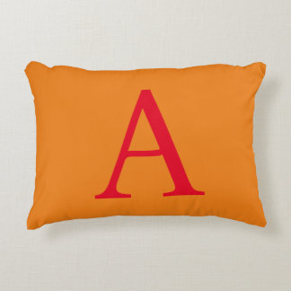 Modern Monogram Initial Letter Trendy Orange Red Decorative Cushion