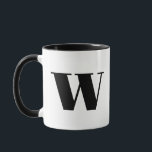 Modern Monogram Initial Letter w Black and White Mug<br><div class="desc">Stylish modern w monogram in black and white. If your preferred letter does not work on this mug,  please see the monogram mug collection for the letter you'd like or contact me.</div>