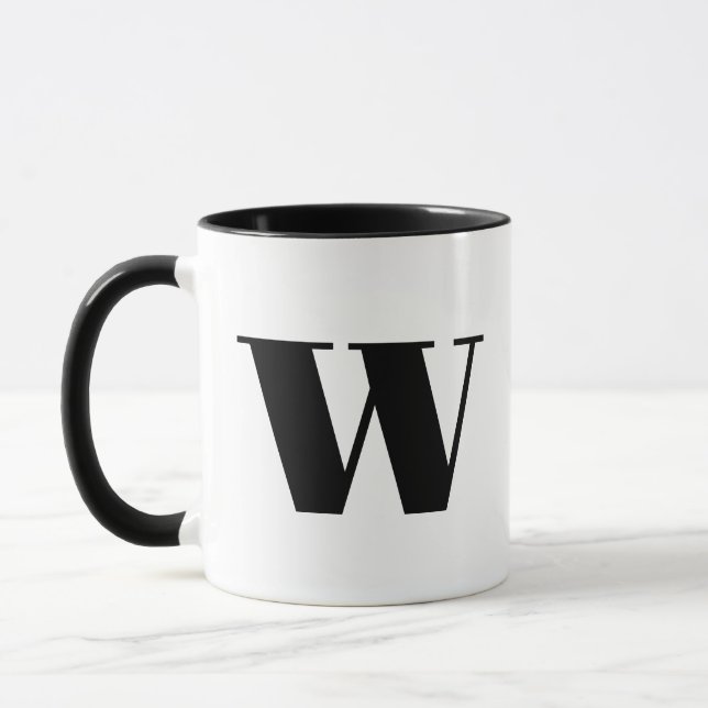 Modern Monogram Initial Letter w Black and White Mug (Left)