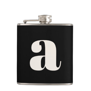 Modern Monogram Initial Letter Wedding Bold Black Hip Flask