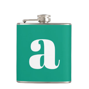 Modern Monogram Initial Letter Wedding Green Hip Flask