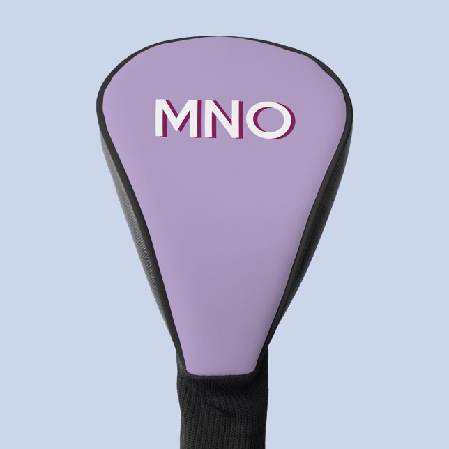 Modern Monogram Initial Lilac Drop Shadow Golf Head Cover (Monogram initial drop shadow personalized golf head cover)