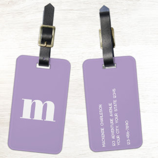 Modern Monogram Initial Lilac Pastel Luggage Tag