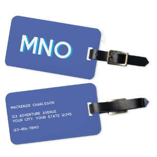 Modern Monogram Initial Luggage Tag
