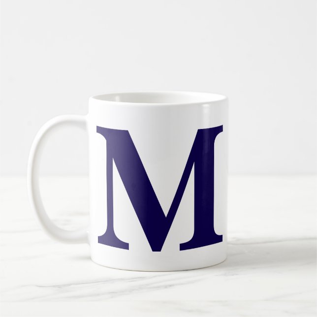 Modern Monogram Initial Modern Blue Coffee Mug  (Left)