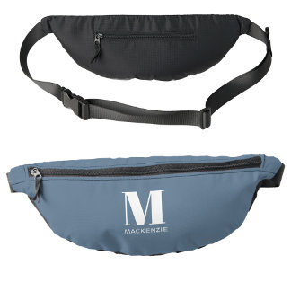 Modern Monogram Initial Name Dusty Blue Bum Bags