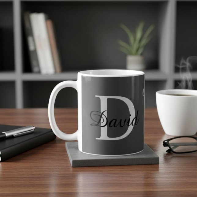 Modern Monogram Initial & Name Mug | Elegant Scrip (Creator Uploaded)