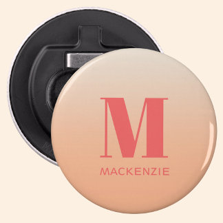 Modern Monogram Initial Name Peach Gradient Bottle Opener