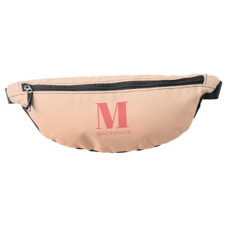 Modern Monogram Initial Name Peach Gradient Bum Bags