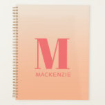 Modern Monogram Initial Name Peach Gradient Planner<br><div class="desc">Modern typography minimalist monogram initial design which can be changed to personalise. Peach gradient background.</div>