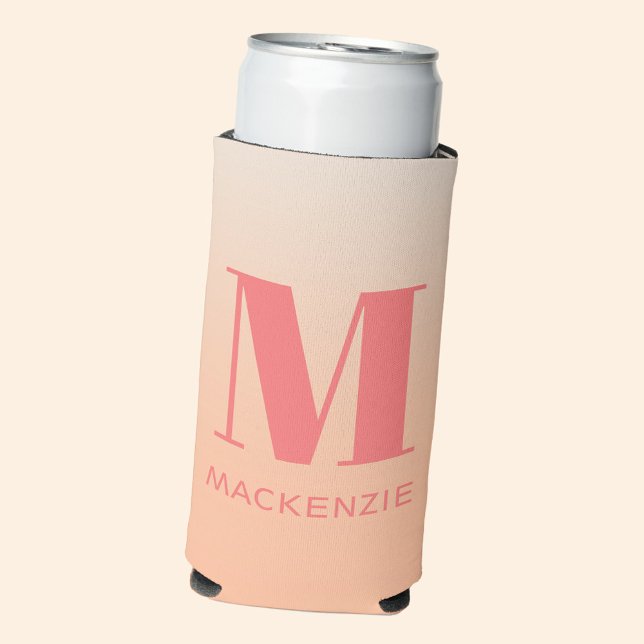 Modern Monogram Initial Name Peach Gradient Seltzer Can Cooler (Modern monogram initial name peach gradient selzer can cooler)
