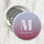 Modern Monogram Initial Name Pink Blue Gradient 3 Cm Round Badge<br><div class="desc">Modern typography minimalist monogram initial name design which can be changed to personalise.  White on a pink to blue gradient background.</div>