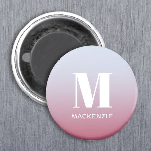 Modern Monogram Initial Name Pink Blue Gradient Magnet