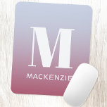 Modern Monogram Initial Name Pink Blue Gradient Mouse Mat<br><div class="desc">Modern typography minimalist monogram initial name design which can be changed to personalise.  White on a pink to blue gradient background.</div>