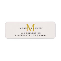 Modern Monogram Initial Name Return Address Label