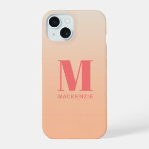 Modern Monogram Initial Name Teal Aqua Gradient iPhone 15 Case