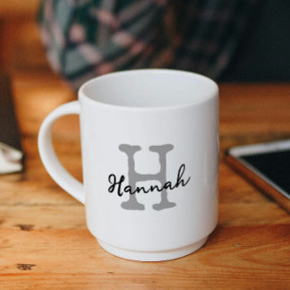 Modern Monogram Initial Name Typewriter Script Coffee Mug