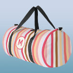 Modern Monogram Initial Pastel Candy Stripe Duffle Bag<br><div class="desc">Eyecatching modern pastel striped design with personalised monogram initial.</div>