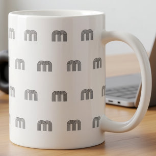 Modern Monogram Initial Pattern Minimal Black Coffee Mug