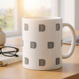 Modern Monogram Initial Pattern Minimal Coffee Mug