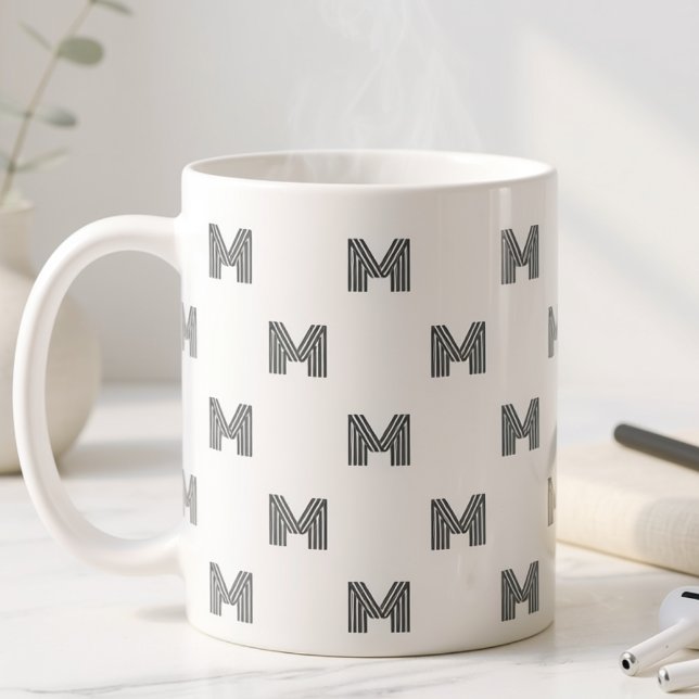 Modern Monogram Initial Pattern Minimal Coffee Mug (Creator Uploaded)