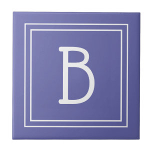 Modern Monogram Initial Periwinkle Blue Tile