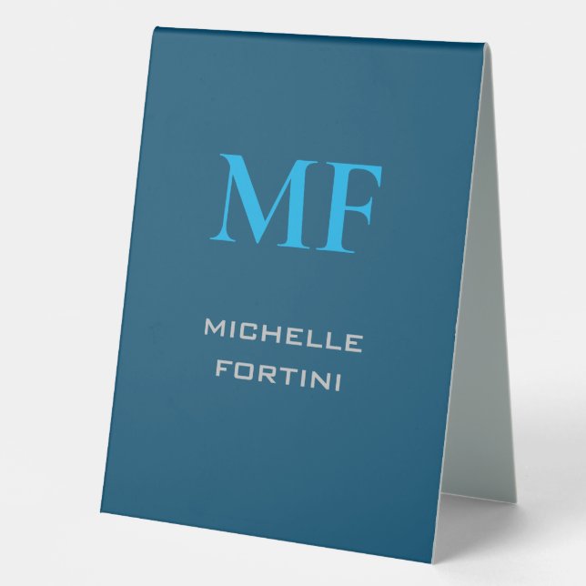 Modern Monogram Initial Plain Sky & Ocean Blue (Front)