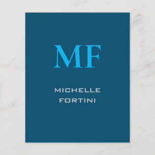 Modern Monogram Initial Plain Sky & Ocean Blue Flyer