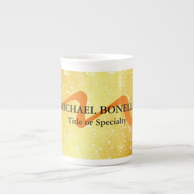 Modern monogram initial professional gold colour bone china mug (Front)