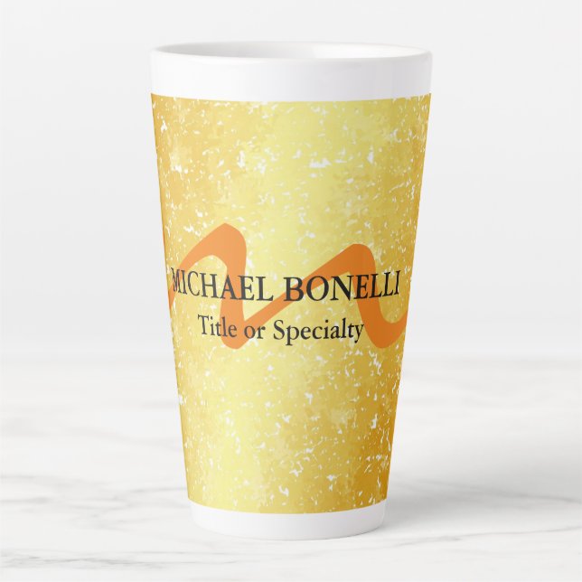Modern monogram initial professional gold colour latte mug (Front)