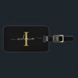 Modern Monogram Initial Script Name Return Address Luggage Tag<br><div class="desc">Create your very own custom and personalized Monogram Initial Script Name Return Address Black Luggage Tag completely by clicking the "Personalize" button. Use the "Customize it" button to further re-arrange and format the style and placement of text. Could easily be repurpose for other special events like anniversaries, baby shower, birthday...</div>