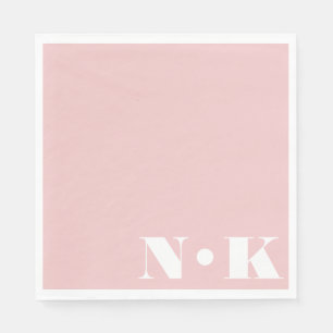 Modern Monogram Initials Blush Pink Custom Wedding Napkin