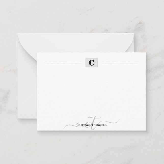 Modern Monogram Initials Box Simple White Card (Front)