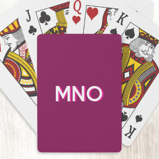 Modern Monogram Initials Drop Shadow Cherry Pink Playing Cards