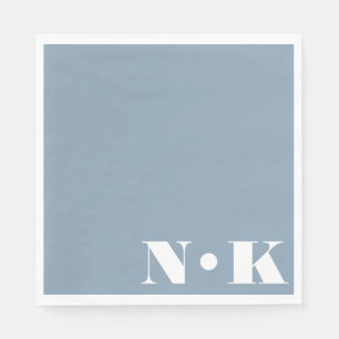 Modern Monogram Initials Dusty Blue Custom Wedding Napkin