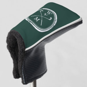Modern Monogram Initials Emerald Green Golf Head Cover