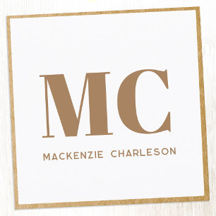 Modern Monogram Initials Name Gold Framed Square Business Card
